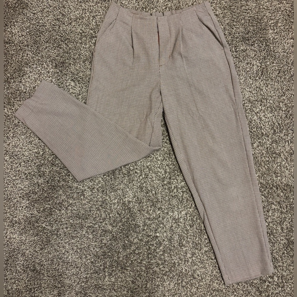 Women's A New Day Tapered Ankle Pants (brown plaid) - size 8